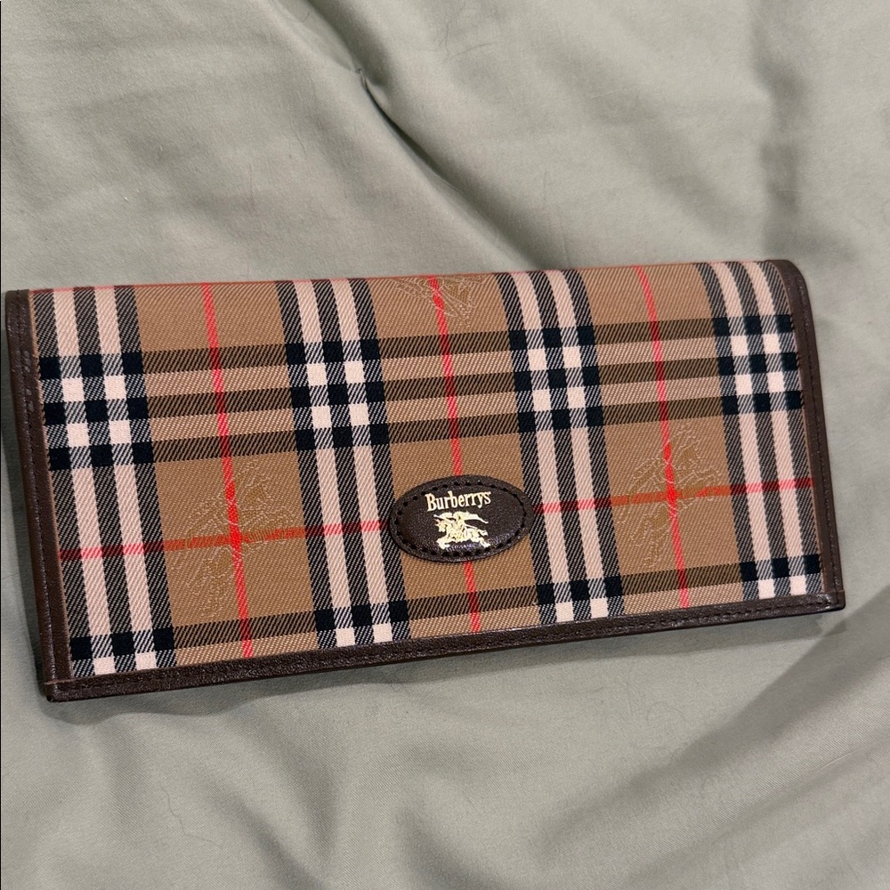 Burberry Tan and Black Checkered Wallet